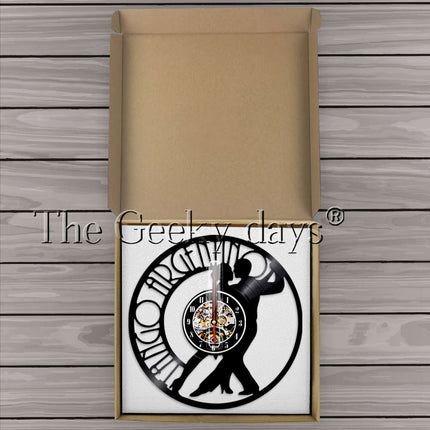 Reloj de vinilo pareja bailando tango