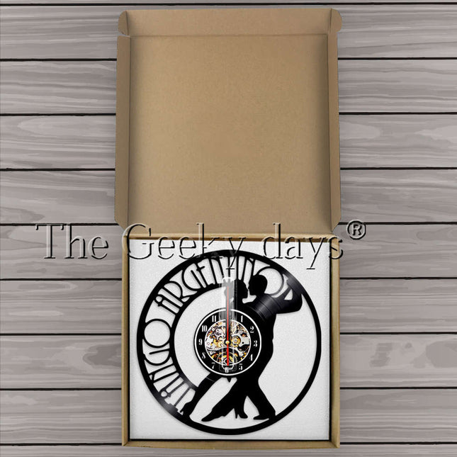 Reloj de vinilo pareja bailando tango