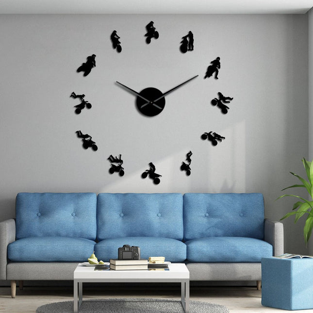 Reloj adhesivo 3D motos para salón