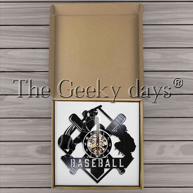 Reloj de pared de vinilo béisbol