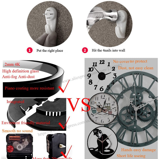 Reloj de pared infantil naranja dinosaurio