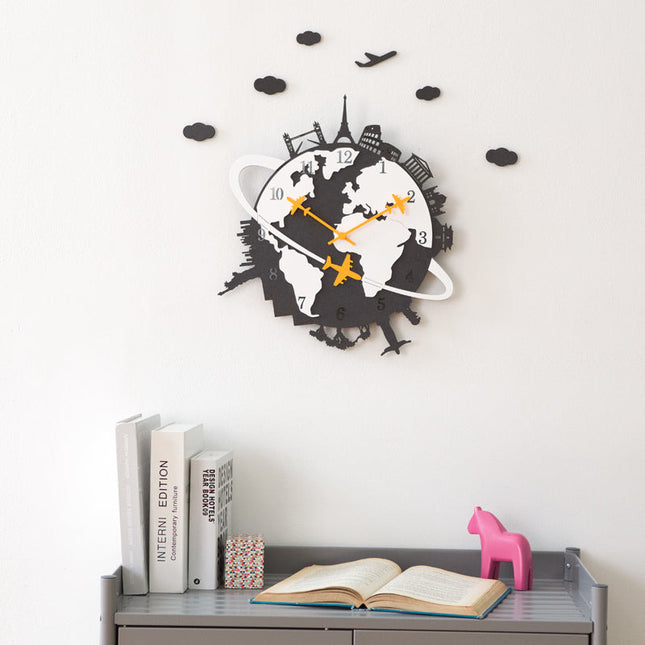 Reloj de pared diseño vuelta al mundo