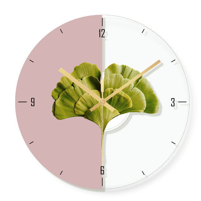 Reloj de pared diseño hoja dorada