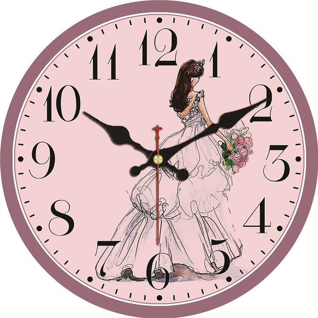 Reloj de pared redondo color rosa