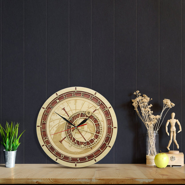 Reloj de pared de madera astronómico