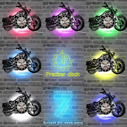 Reloj de vinilo para amantes motos
