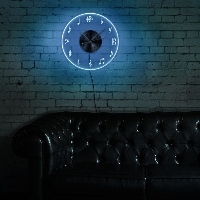 Reloj de pared LED notas musicales