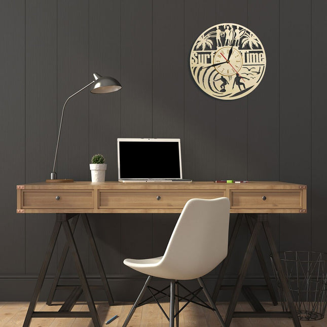 Reloj de pared madera tema surf