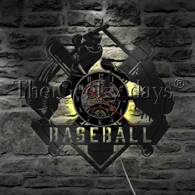 Reloj de pared de vinilo béisbol
