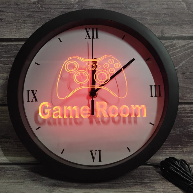 Reloj de pared luminoso para habitación gamer