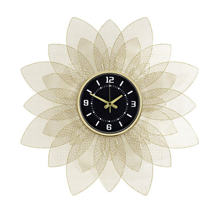 Reloj de pared diseño flor dorada