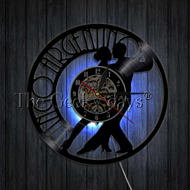 Reloj de vinilo pareja bailando tango