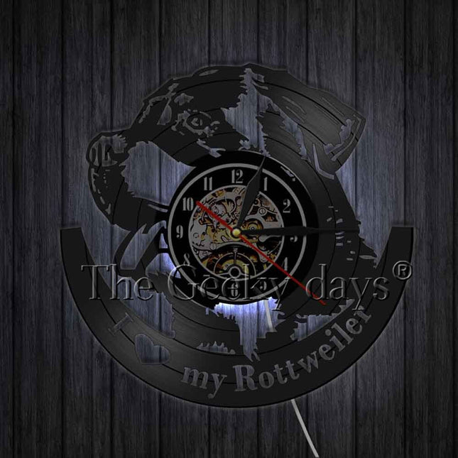 Reloj de vinilo perro raza Rottweiler