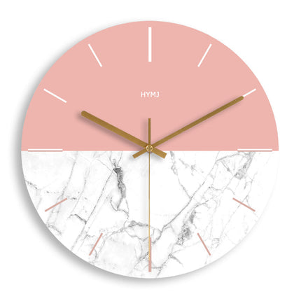 Reloj de pared madera rosa y blanco