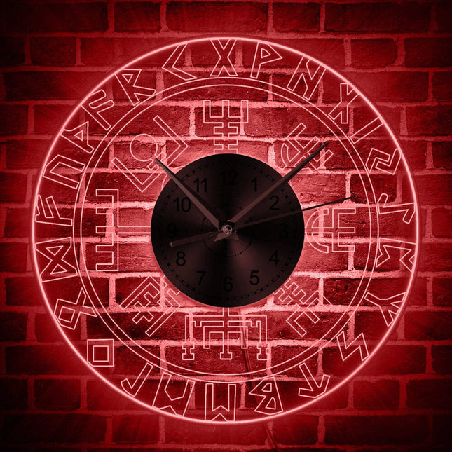 Reloj de pared luminoso runas vikingas