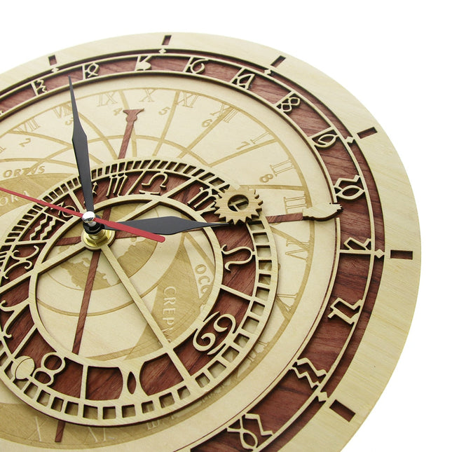 Reloj de pared de madera astronómico
