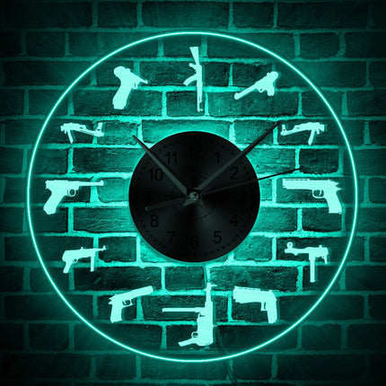 Reloj de pared LED con pistolas