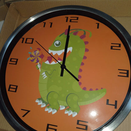 Reloj de pared infantil naranja dinosaurio