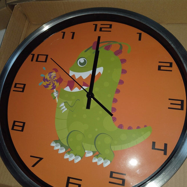 Reloj de pared infantil naranja dinosaurio