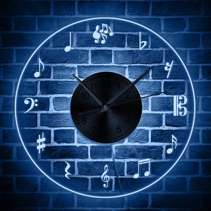 Reloj de pared LED notas musicales