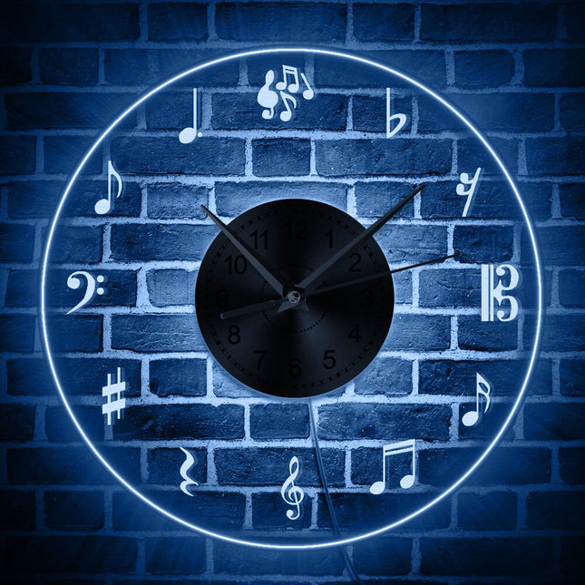 Reloj de pared LED notas musicales