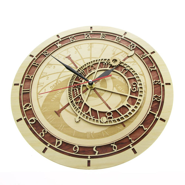 Reloj de pared de madera astronómico