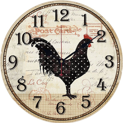 Reloj de pared de madera gallo
