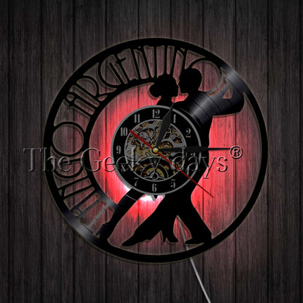 Reloj de vinilo pareja bailando tango