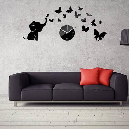 Reloj de pared adhesivo con elefante