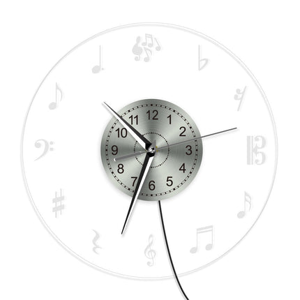 Reloj de pared LED notas musicales