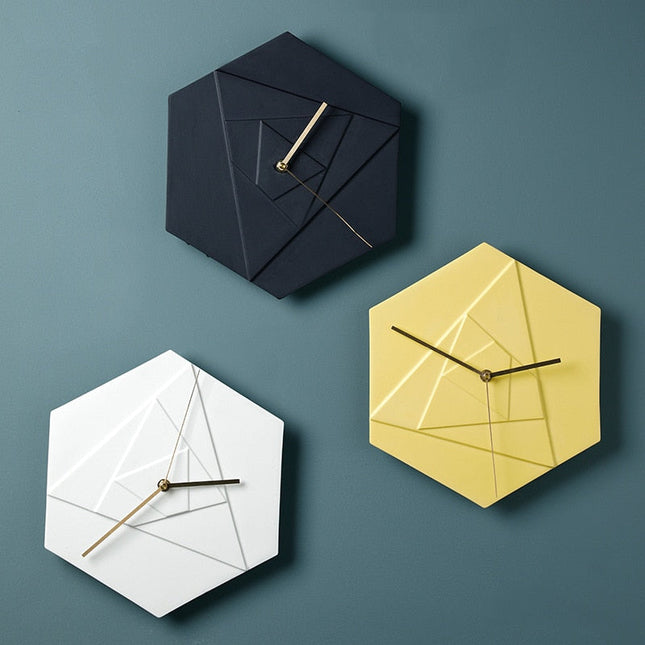 Reloj de pared geométrico forma hexagonal