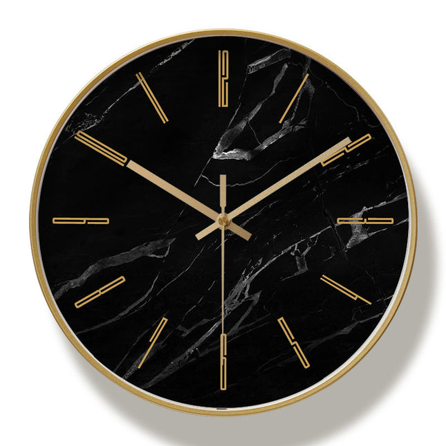 Reloj pared mármol negro y dorado