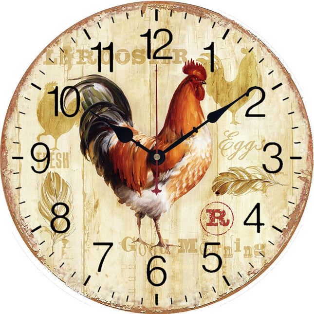 Reloj de pared de madera gallo