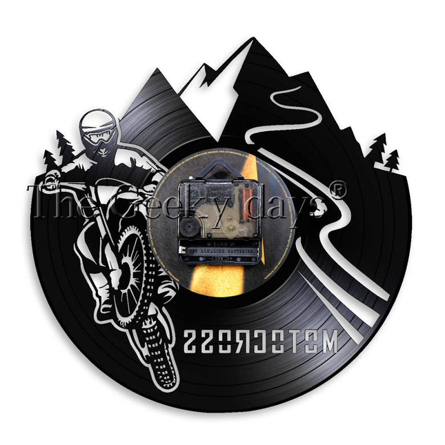 Reloj de pared disco de vinilo motocross