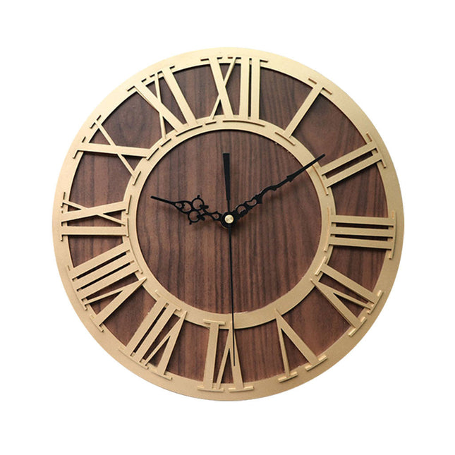 Reloj de pared madera y metal negro