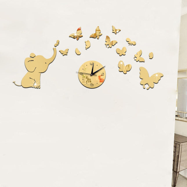 Reloj de pared adhesivo con elefante