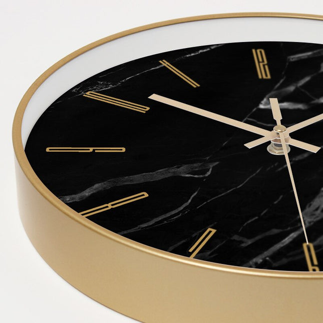 Reloj pared mármol negro y dorado