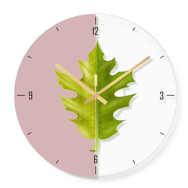 Reloj de pared diseño hoja dorada