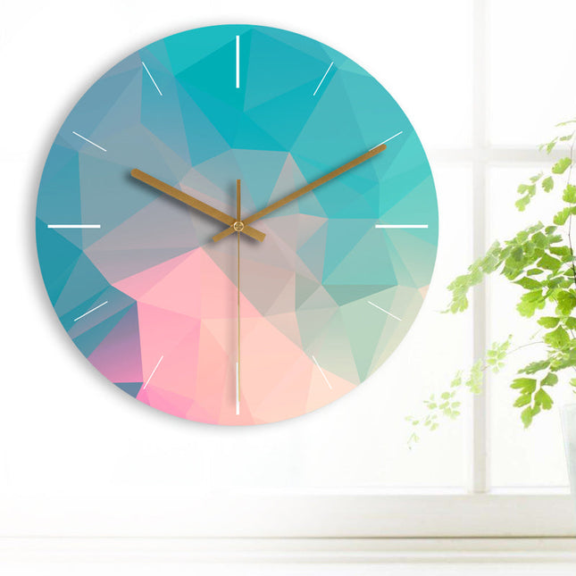 Reloj de pared geométrico y colorido