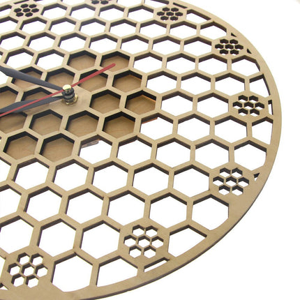 Reloj de pared madera diseño panal