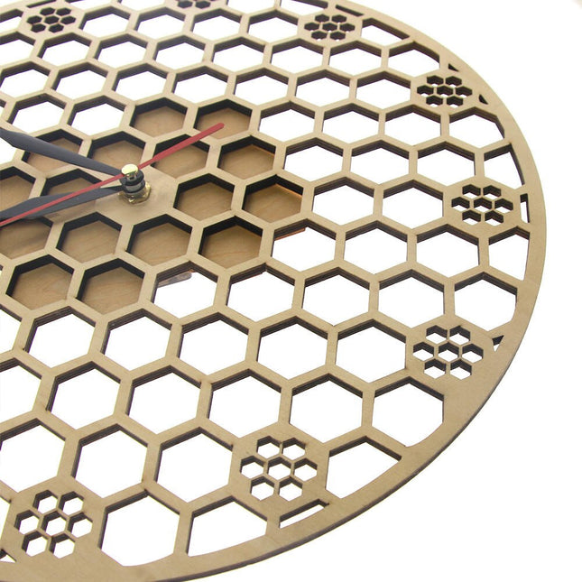 Reloj de pared madera diseño panal