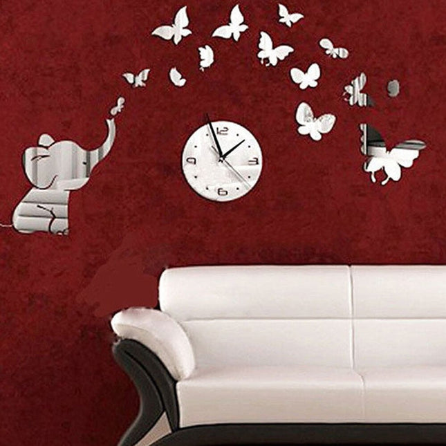 Reloj de pared adhesivo con elefante