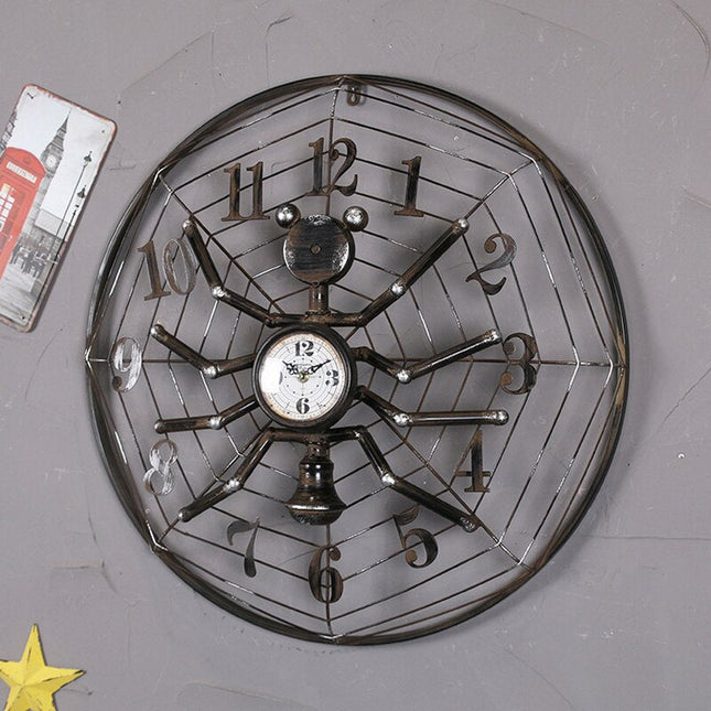 Reloj de pared industrial araña metálico