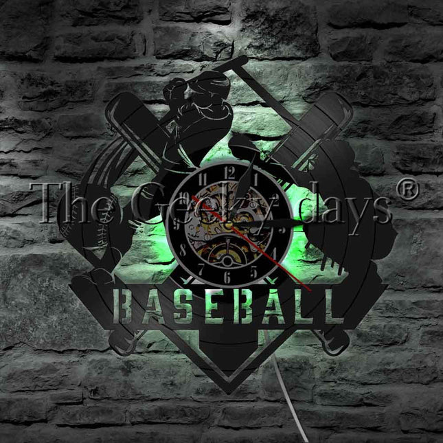 Reloj de pared de vinilo béisbol