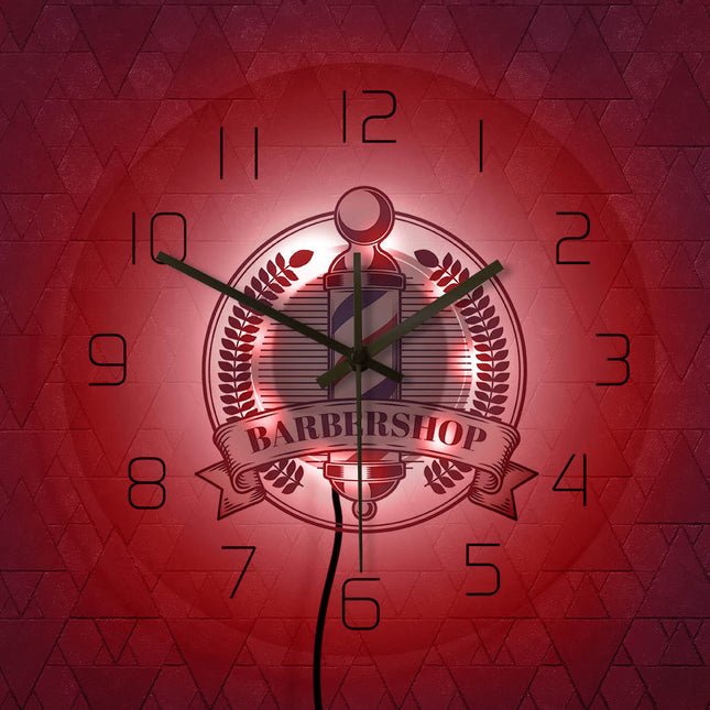Reloj de pared LED para barbería