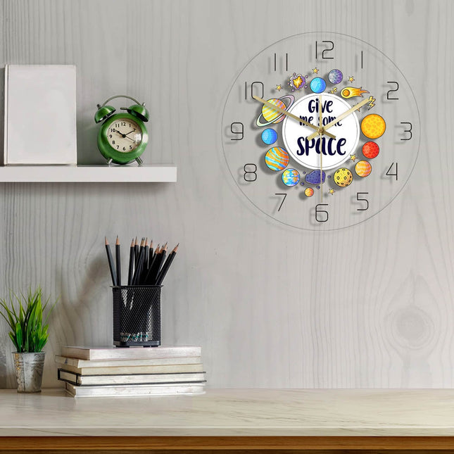 Reloj de pared LED con diseño planetas