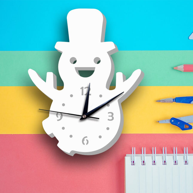 Reloj infantil de pared muñeco nieve