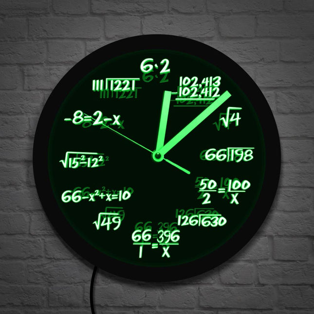 Reloj de pared LED fórmulas matemáticas