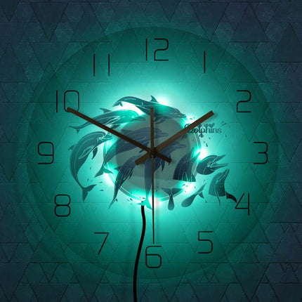 Reloj de pared LED con diseño delfines