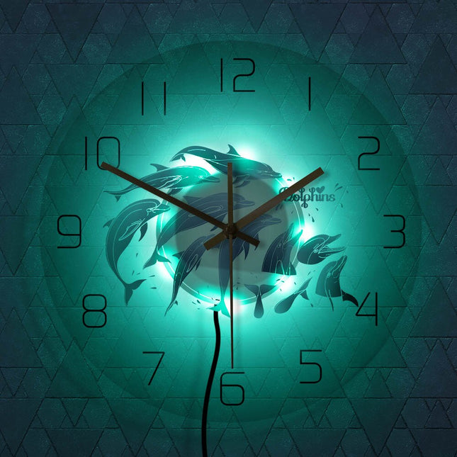 Reloj de pared LED con diseño delfines